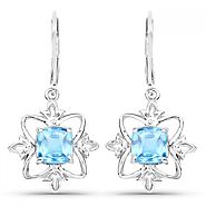 10.48 Carat Genuine Green Amethyst and White Topaz .925 Sterling Silver Earrings