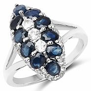 Blue Sapphire and White Topaz .925 Sterling Silver Ring