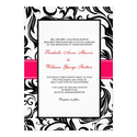 Black and Pink Swirl Wedding Invitation
