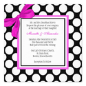 Pink and Black Polka Dot Wedding Invitation