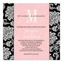 Black Damask Pink Monogram Wedding Invitation