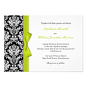 Damask With Lime Bow Wedding Invitation
