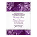 Purple Aubergine Damask Wedding Invitation