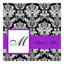 Purple Wedding Monogram Damask Invitation