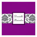 Purple Damask Monogram Wedding Invitation