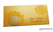 Lotus Themed Shagun Envelope in Shimmer Rich Gold
