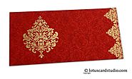 Red Floral Envelope with Golden Victorian Floral