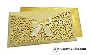 Laser Cut Money Envelopes in Golden with Ribbon Bow