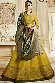 Gorgeous Silk Mustard Anarkali Suit