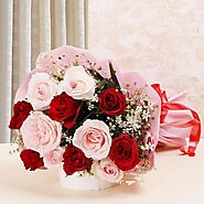 Buy Glamorous Red and Pink Roses Bouquet Online - OyeGifts.com