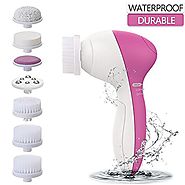 Facial Cleansing Brush, PIXNOR Waterproof Face Brush with 7 Brush Heads for Deep Cleansing, Gentle Exfoliating, Remov...