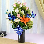 Pastel flowers in a Vase - OyeGifts