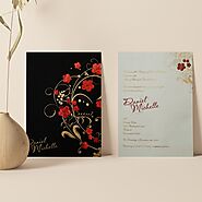 BLACK MATTE FLORAL THEMED - FOIL STAMPED WEDDING INVITATION : CW-836 - IndianWeddingCards