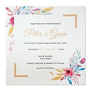 WHITE SHIMMERY FLORAL THEMED WEDDING INVITATION : BOUQUET - 123WeddingCards