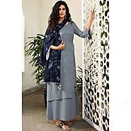 Grey Anarkali Suit With Embroidered