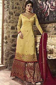 Mustard Georgette Palazzo Pant Suit