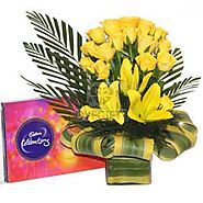 Buy/Send Joyous Yellow Basket Online Same Day Delivery - OyeGifts.com