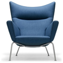 Wegner CH445 Wing Chair Blue Fabric, by Carl Hansen