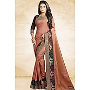 Clay Color Silk Saree With Silk Blouse