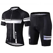 INBIKE Quick Drying Full Zip Short Sleeve Bike Shirt with 3D Padded Sports Shorts Set
