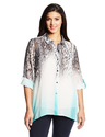 NY Collection Women's Plus-Size Animal Ombre Print Tab Sleeve Tunic Blouse