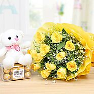 Buy Yellow Roses Hamper Midnight Gifts Delivery Online - OyeGifts