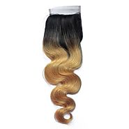 Brazilian Virgin Remy Human Hair Body Wave 1B/27 Closure