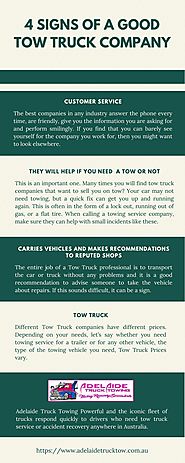 4 Signs of a Good Tow Truck Company
