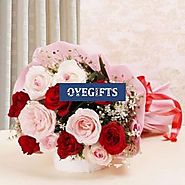 Glamorous Red and Pink Roses Bouquet Online