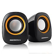 Earise AL-101 3.5mm Mini Computer Speakers, Powered by USB (Black)
