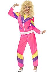 Adults 80'S Height Of Fashion Shell Suit Costume, Pink | Fancy Dress