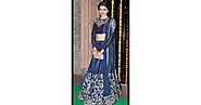 Dark Blue Raw Silk Prachi Desai Bollywood Lehenga Choli With Dupatta THS22301