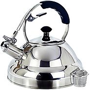 Tea Kettle - Surgical Whistling Stove Top Kettle Teapot with Layered Capsule Bottom, Silicone Handle, Mirror Finish, ...