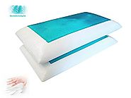 2 Quantity Reversible Queen Bed Solid Memory Foam Pillows Super Deluxe High Grade Luxurious Comfort Advanced Blue Coo...