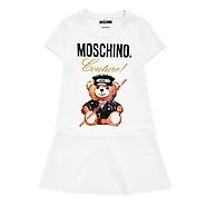 Moschino Loves Printemps Bear Women Short Sleeves Short Dress White