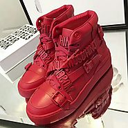 Moschino Logo Plaques Womens High Top Sneaker Red