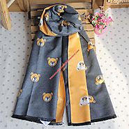 Moschino Teddy Bears Women Long Scarf Grey