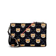 Moschino Teddy Bears Women Leather Clutch Black