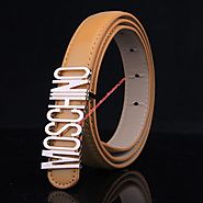 Moschino Logo Buckle Women Patent Leather Belt Brown