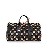 Moschino Teddy Bears Women Leather Travel Bag Black