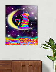 «Rainbowmoon cat» Aluminum Print by fashion style - Exclusive Edition from $74.9 | Curioos