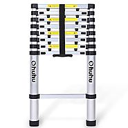 Ohuhu 8.5ft EN131 Aluminum Telescopic Extension Ladder, Extendable Telescoping Ladder with Spring Loaded Locking Mech...