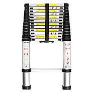 WolfWise 12.5ft Telescoping Ladder 6061 Thick Aluminum Telescopic Extension Tall Multi Purpose
