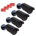 VideoSecu 4 x Dummy Security Camera Fake Bullet Cameras Infrared LEDs Flashing Light Home CCTV Surveillance 1QU