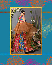 Embroidered Bangalori Silk Multicoloured Lehenga – Anuchaa.com