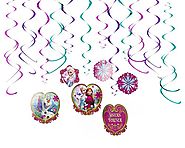 Disney Frozen Foil Swirl Birthday Party Decoration (12 Pack), Multi Color, .
