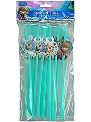 Disney Frozen disposable Straws Party with Elsa Anna & Olaf (18 straws per pack)