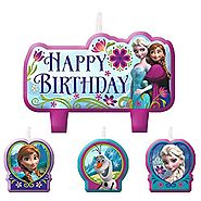 Disney Frozen Birthday Candle Set Assorted Size Party Decoration (4 Pack), Multi Color, .