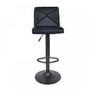 Black 2 PU Leather Modern Adjustable Swivel Barstools Hydraulic Chair Bar Stools