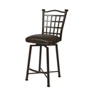 Bay Point Swivel Barstool with Florentine Coffee Fabric in Matte Black Height: 26"